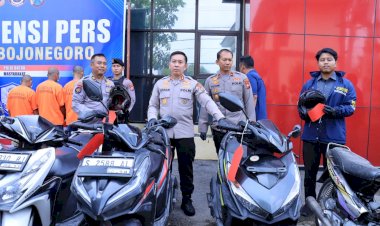 Polres-Bojonegoro-Berhasil-Ungkap-Sindikat-Curanmor,-Lima-Tersangka-Diamankan