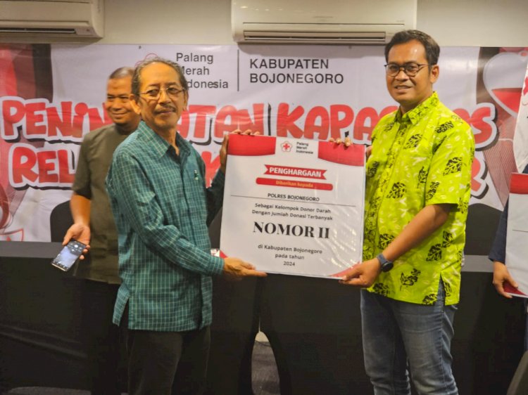 Polres Bojonegoro Raih Penghargaan dari PMI sebagai Pendonor Darah Terbanyak